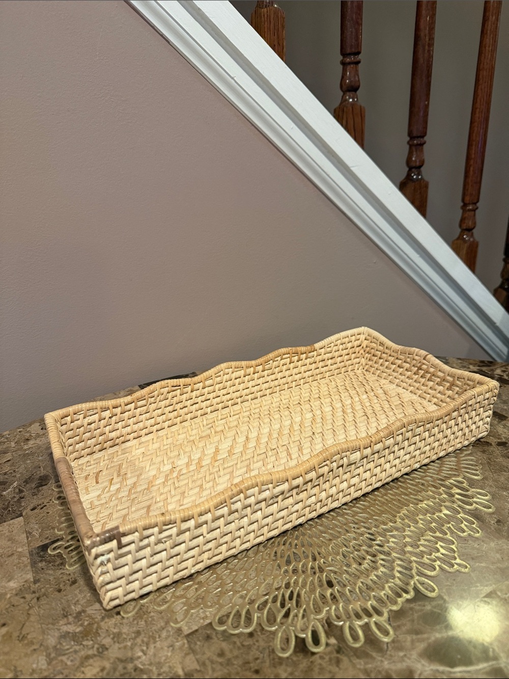 Woven Natural Rattan Bathroom, Vanity, Serve Tray